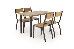 Obrazek Zestaw stół + 4 krzesła Elem naturalny/czarny