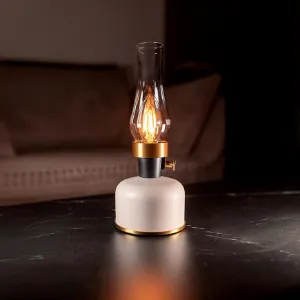Lampa stołowa naftowa OLIA USB IP44 beige