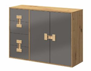 Komoda dwudrzwiowa z szufladami Index 08 dąb artisan/szary połysk