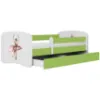 Obrazek Łóżko dziecięce Babydreams+SZ+M zielony 70x140 baletnica