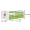 Obrazek Łóżko dziecięce Babydreams+SZ+M zielony 80x160 baletnica