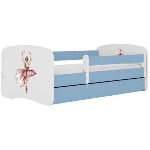 Łóżko dziecięce Babydreams+SZ+M niebieski 80x180 baletnica
