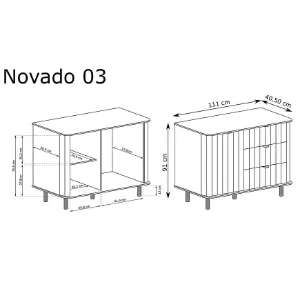 Obrazek Komoda Novado 3nv 110 Biały Klasyczny
