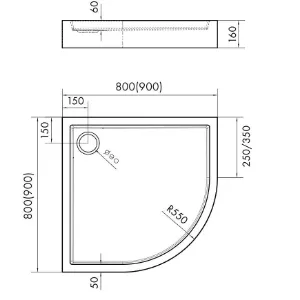 Obrazek Brodzik półokrągły Astrix 90x90 AQM4734