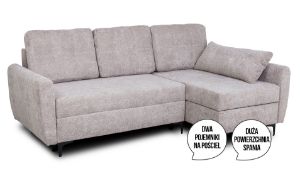 Narożnik z funkcją spania Focus LUX lewy beż