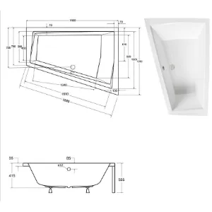 Obrazek Wanna Intima Duo 180/125 L ze stelażem