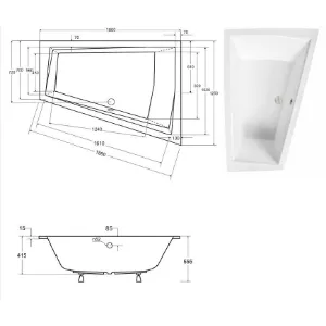 Obrazek Wanna Intima Duo Slim 180/125 P ze stelażem