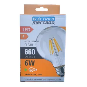 Obrazek ŻARÓWKA FL G95 6W/660LM E27 230V 2700K CLEAR