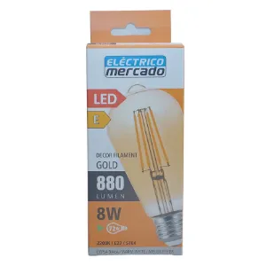 Obrazek ŻARÓWKA FL ST64 8W/850LM E27 230V 2200K GOLD