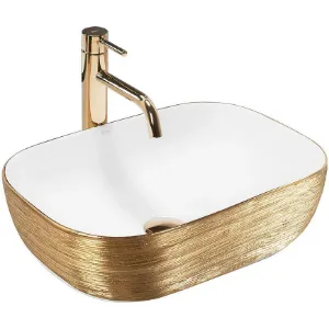 Umywalka nablatowa Belinda Gold Brush/White Rea-U7422