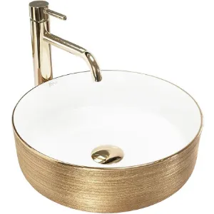 Obrazek Umywalka nablatowa Sami Gold Brush/White