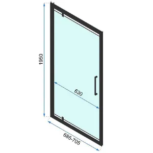 Obrazek Drzwi prysznicowe Rapid Swing 70x195 black Rea K6407