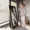 Obrazek Lustro Vemo Stojące Pion Czarny + Złota Okleina