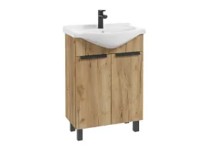 Obrazek SZAFKA Z UMYWALKĄ LILY D60 2D0S DĄB CRAFT ZŁOTY