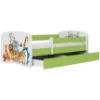 Obrazek Łóżko dziecięce Babydreams+SZ+M zielony 70x140 zwierzęta
