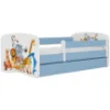 Obrazek Łóżko dziecięce Babydreams+SZ+M niebieski 80x180 zwierzęta