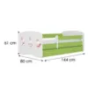 Obrazek Łóżko dziecięce Babydreams+SZ+M zielony 70x140 tańczące króliczki