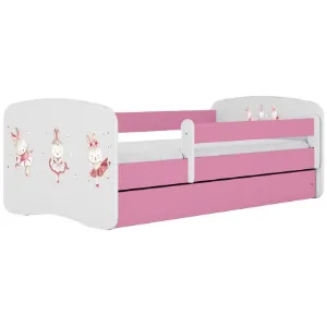Łóżko dziecięce Babydreams+SZ+M różowy 80x160 tańczące króliczki