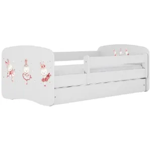 Łóżko dziecięce Babydreams+SZ+M biały 80x180 tańczące króliczki
