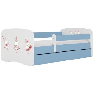 Łóżko dziecięce Babydreams+SZ+M niebieski 80x180 tańczące króliczki