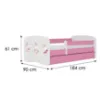 Obrazek Łóżko dziecięce Babydreams+SZ+M różowy 80x180 tańczące króliczki