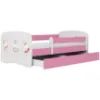 Obrazek Łóżko dziecięce Babydreams+SZ+M różowy 80x180 tańczące króliczki