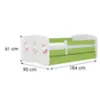 Obrazek Łóżko dziecięce Babydreams+SZ+M zielony 80x180 tańczące króliczki