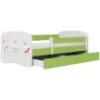Obrazek Łóżko dziecięce Babydreams+SZ+M zielony 80x180 tańczące króliczki