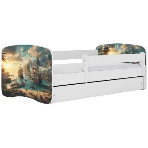 Obrazek Łóżko dziecięce Babydreams+SZ+M biały 70x140 statek
