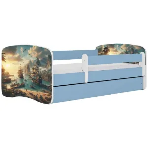 Łóżko dziecięce Babydreams+SZ+M niebieski 80x160 statek