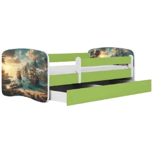 Łóżko dziecięce Babydreams+SZ+M zielony 80x180 statek