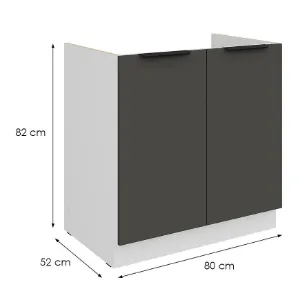 Obrazek Szafka Kuchenna Aria-Gr/Wh Anti Fingerprint 80zl 2f Bb