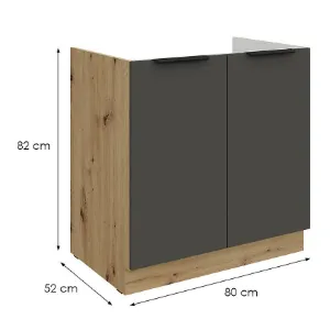 Obrazek Szafka Kuchenna Aria-Gr/Ar Anti Fingerprint 80zl 2f Bb