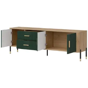Obrazek Komoda Dante Rtv Dt02 Dąb Cremona/Zielony