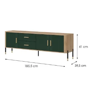 Obrazek Komoda Dante Rtv Dt02 Dąb Cremona/Zielony