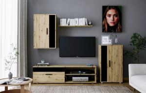 Meblościanka Forma dąb artisan/czarny