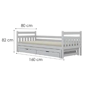 Obrazek Łóżko Dawid dodatkowe spanie + szuflady 80x160 biały