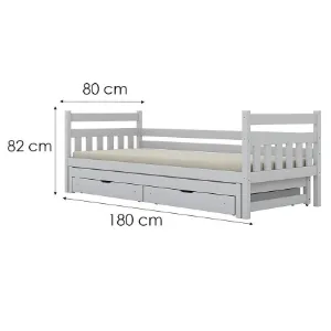Obrazek Łóżko Dawid dodatkowe spanie + szuflady 80x180 biały