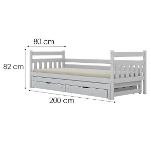 Obrazek Łóżko Dawid dodatkowe spanie + szuflady 80x200 biały