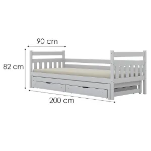 Obrazek Łóżko Dawid dodatkowe spanie + szuflady 90x200 biały