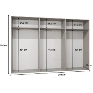 Obrazek Szafa Piano 2-300 (3x100) biały/kaszmir