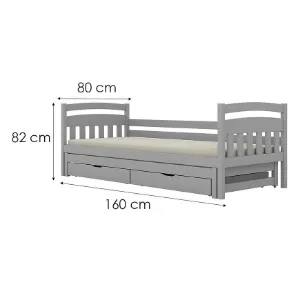 Obrazek Łóżko Tosia dodatkowe spanie + szuflady 80x160 szary