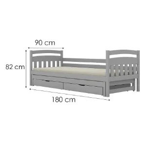 Obrazek Łóżko Tosia dodatkowe spanie + szuflady 90x180 szary