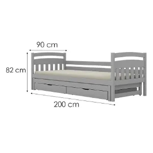 Obrazek Łóżko Tosia dodatkowe spanie + szuflady 90x200 szary