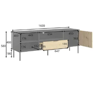 Obrazek Szafka RTV 1D1SZ Rimini 08 czarny/artisan