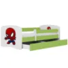 Obrazek Łóżko dziecięce Babydreams+SZ+M zielony 80x160 Spider-man