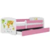 Obrazek Łóżko dziecięce Babydreams+SZ+M różowy 80x180 mapa