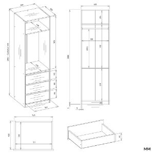 Obrazek Szafa z szufladami Aprire 60 cm biały