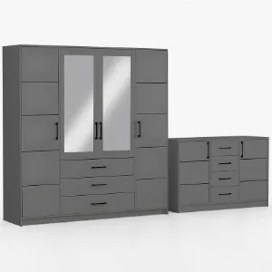Zestaw szafa Belluno 200 grafit + komoda Belluno 150