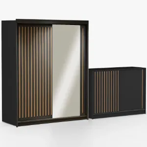 Zestaw szafa Royal 150 czarna + komoda Royal 150